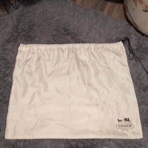 Coach Dust bag w Drawstring Ivory Satin for lg Coach bag or tote storage 18x22